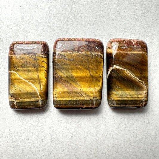 Tiger's Eye Cabochons Set of 3 Total Weight of 111.5 Carats PGMD Pure Gems Minerals & Design